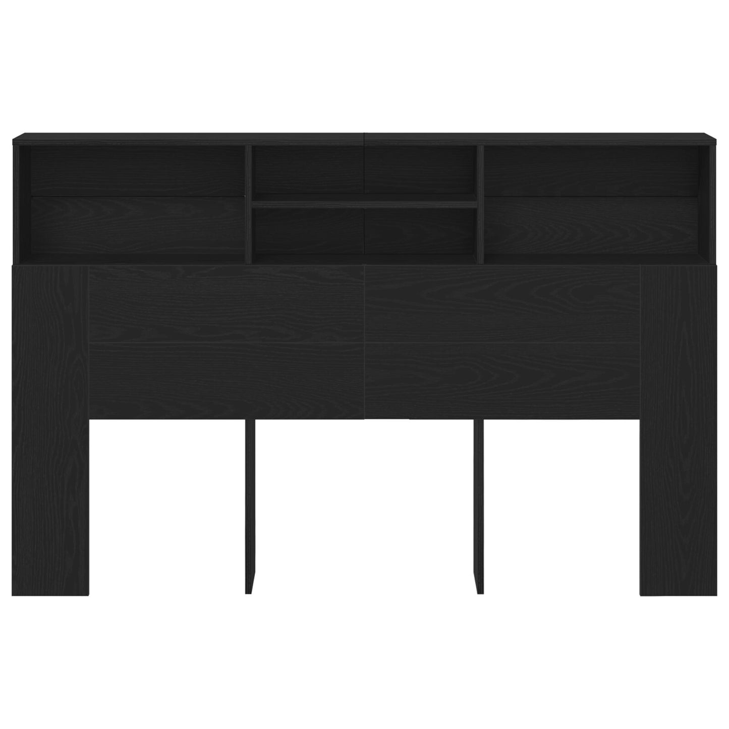 Hoofdbord Kast In Zwart Eiken - 160X19X103,5 Cm Gemaakt Van Gerecycled Hout