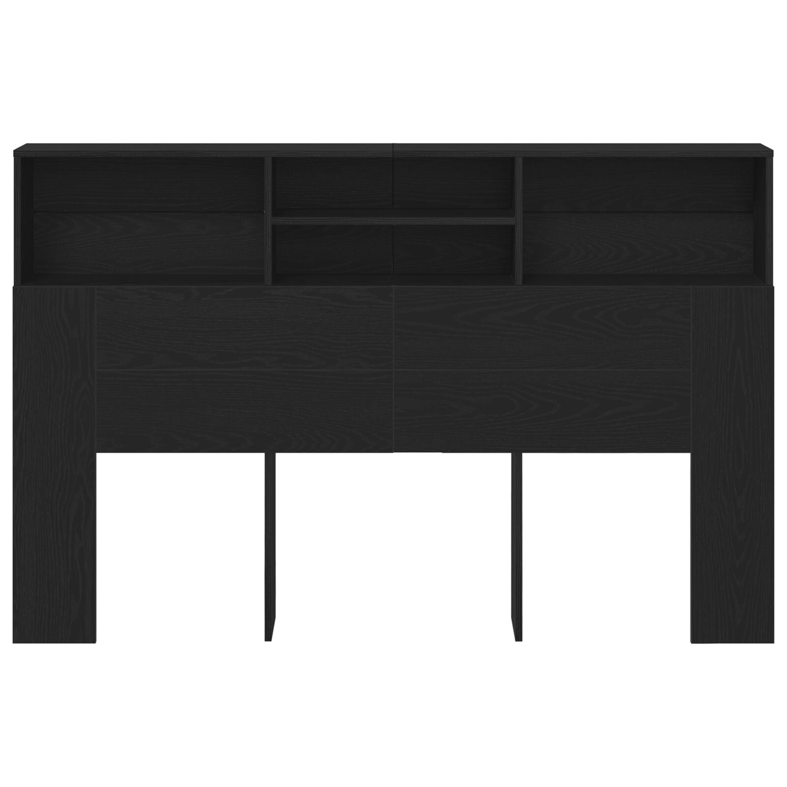 Hoofdbord Kast In Zwart Eiken - 160X19X103,5 Cm Gemaakt Van Gerecycled Hout