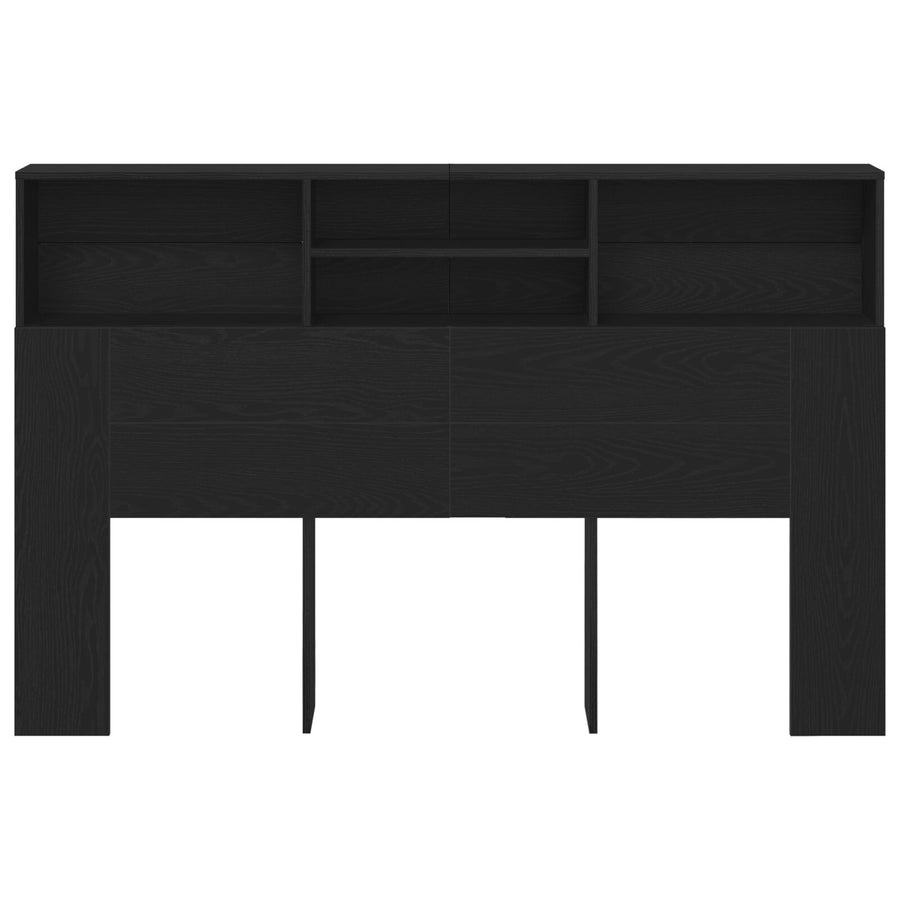 Hoofdbord Kast In Zwart Eiken - 160X19X103,5 Cm Gemaakt Van Gerecycled Hout