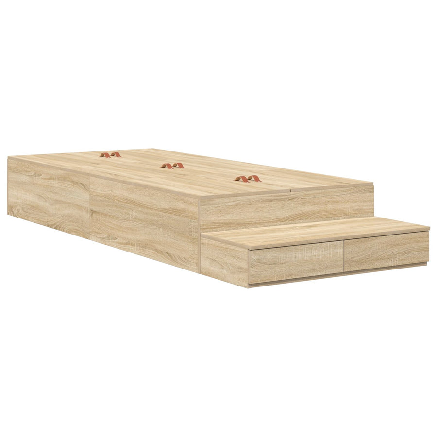 Opbergbedframe Sonoma Eiken Bewerkt Hout 236,5 X 100 X 31,5 Cm Artisanaal Eiken