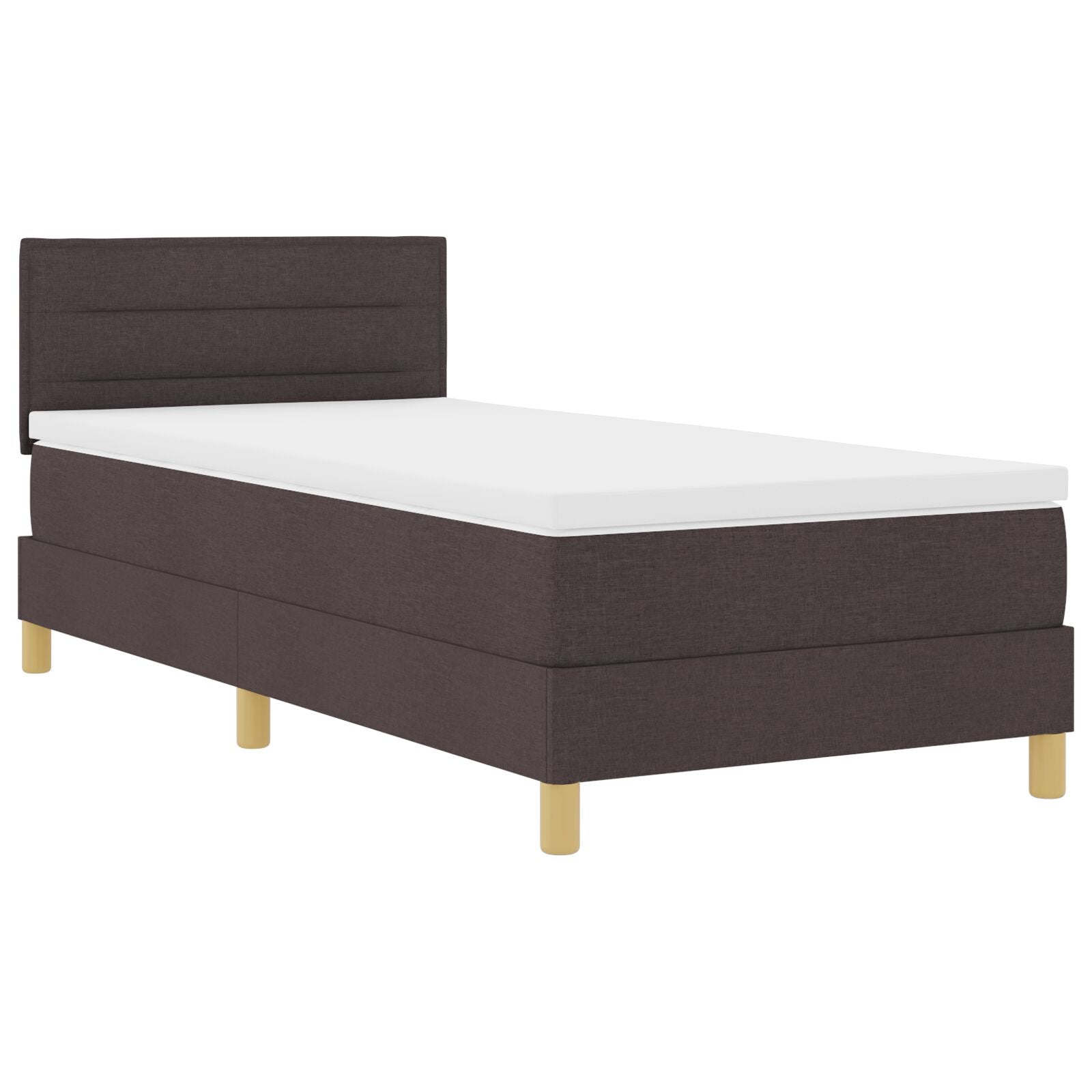 Boxspringbed Met Matras Stof Donkerbruin 90 x 190 cm Lijnen ontwerp