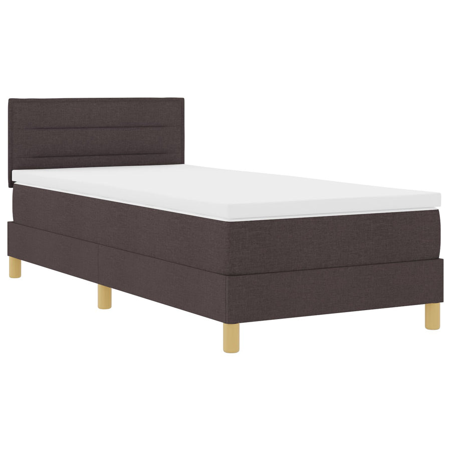 Boxspringbed Met Matras Stof Donkerbruin 90 x 190 cm Lijnen ontwerp