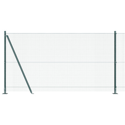 Gelast Draadhekje Met 7 Flanged Palen Groen 1.2X10 M Staal Gegalvaniseerd Staal