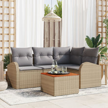 5-Delige Tuinsalonset Met Kussens In Beige Poly Rattan En Acacia