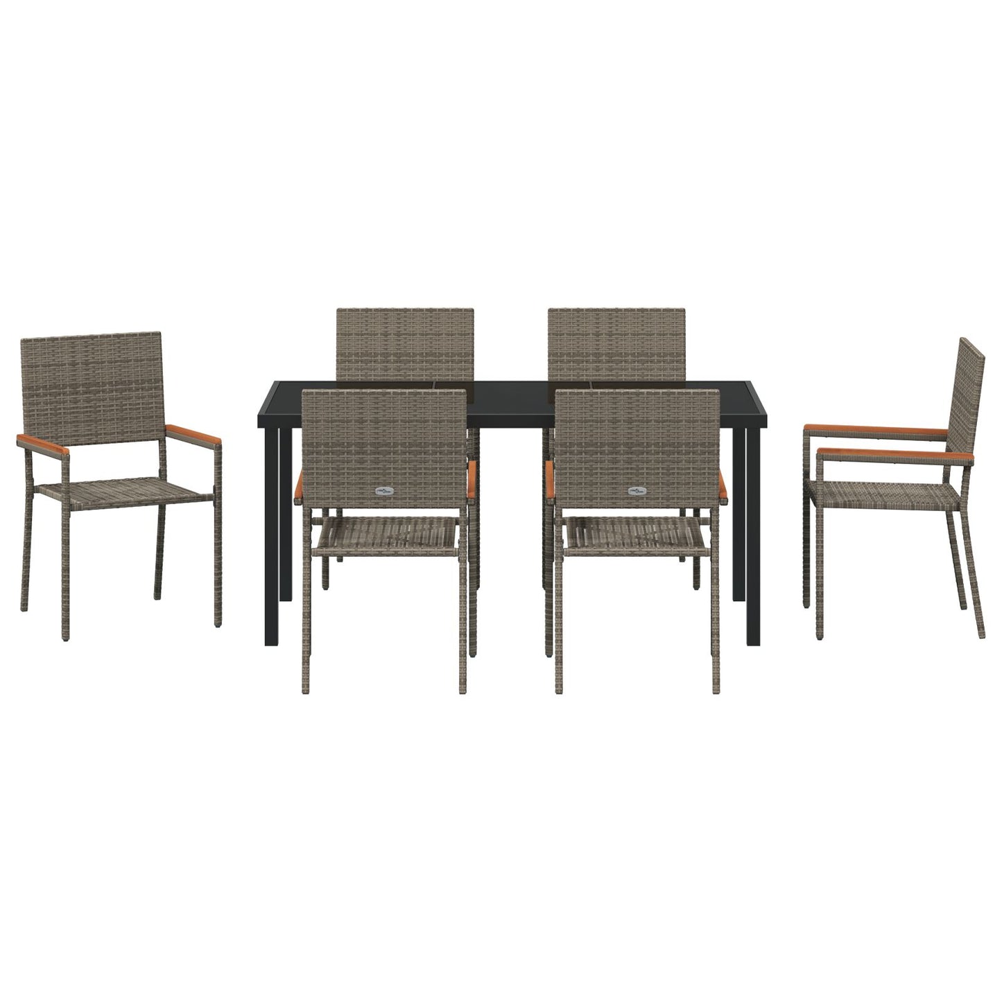 7 Persoons Tuin Eetset Grijs Poly Rattan