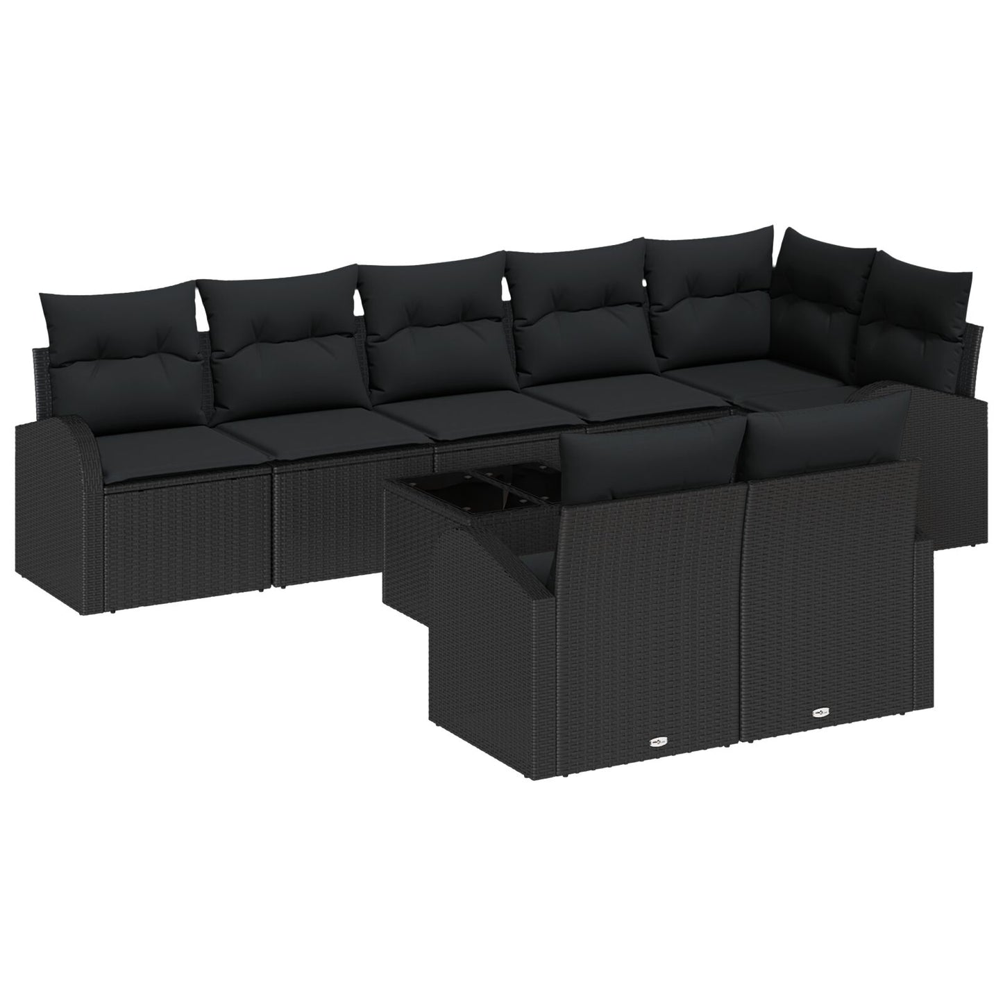 Set Van 9 Tuin Sofa Met Kussens Poly Rattan Zwart met tafel