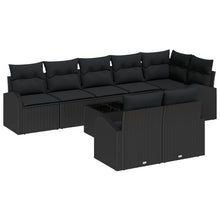 Set Van 9 Tuin Sofa Met Kussens Poly Rattan Zwart met tafel