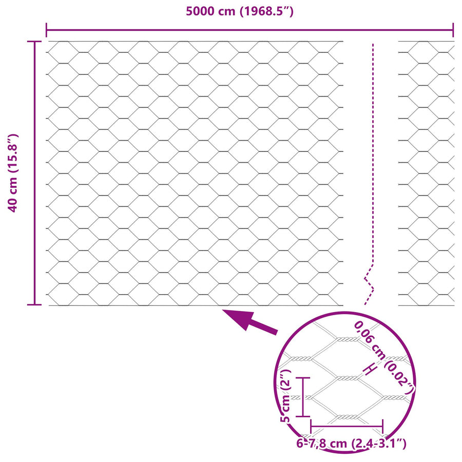 Afscheiding Posten 11 Stuks U-Kanaal 40 Cm Gegalvaniseerd Staal,  Hexagonale Afscheiding 0.4X50 M Gegalvaniseerd Staal