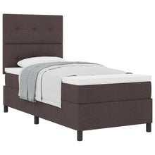 Boxspringbed Met Matras Eenpersoons Stof Donkerbruin 90 x 190 cm Knop tufted