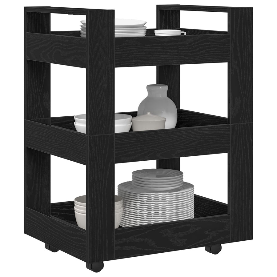 Keuken Trolley 60X45X80 Cm Samengesteld Hout Zwart eiken