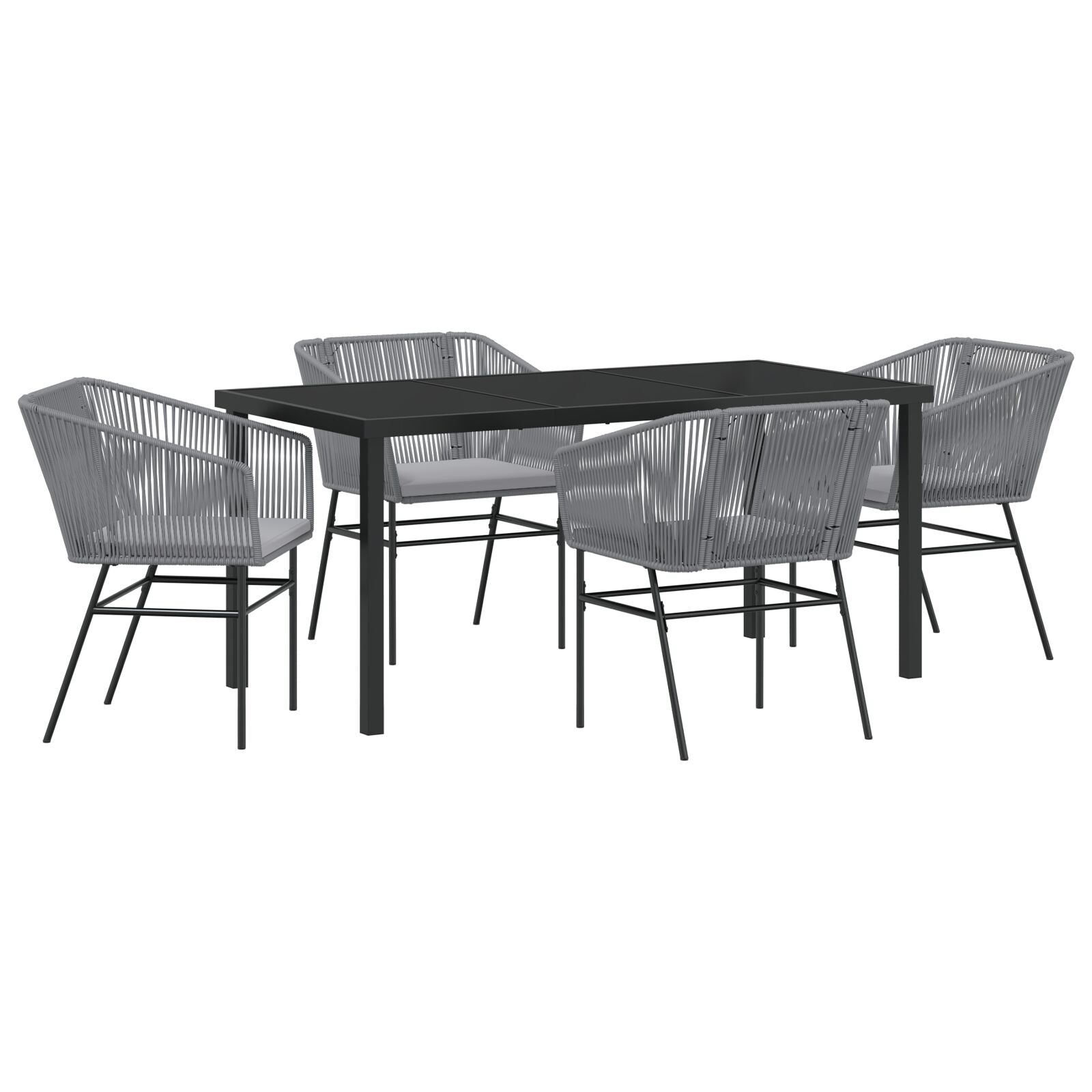 Set Van 3 Grijs Pe Rattan, Gepoeerd Staal Standaard Duurzaam