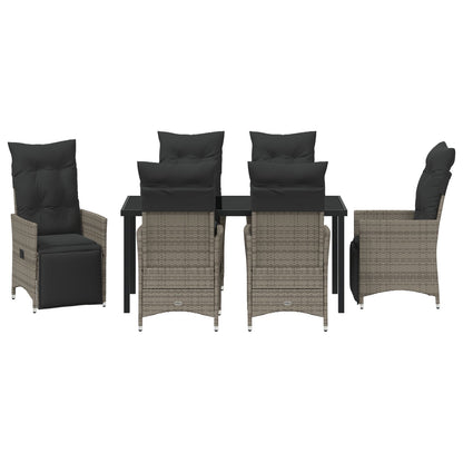 7-Delige Tuinset Met Kussens Grijs Poly Rattan
