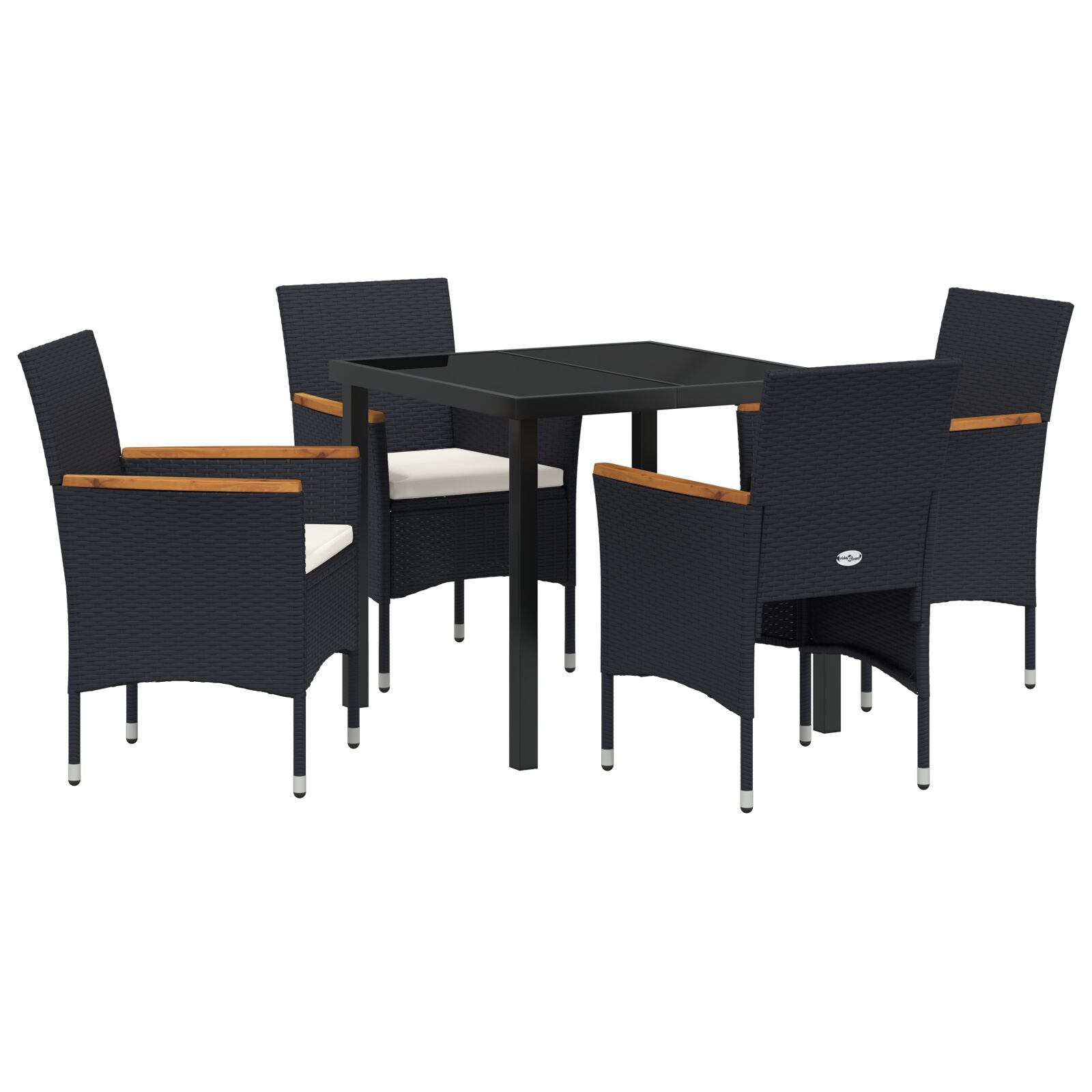 5-Delige Tuin Eetset Zwart Poly Rattan