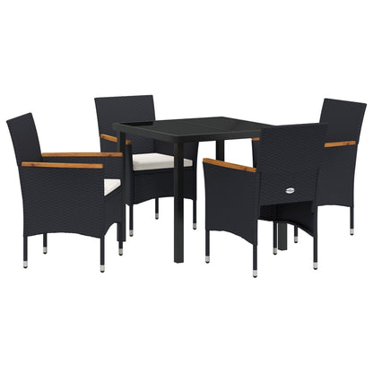 5-Delige Tuin Eetset Zwart Poly Rattan