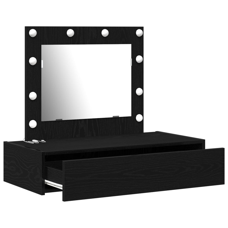 Wandmontage Kaptafel -Verlichting In 83 x 40 x 70 cm Zwart eiken met LED