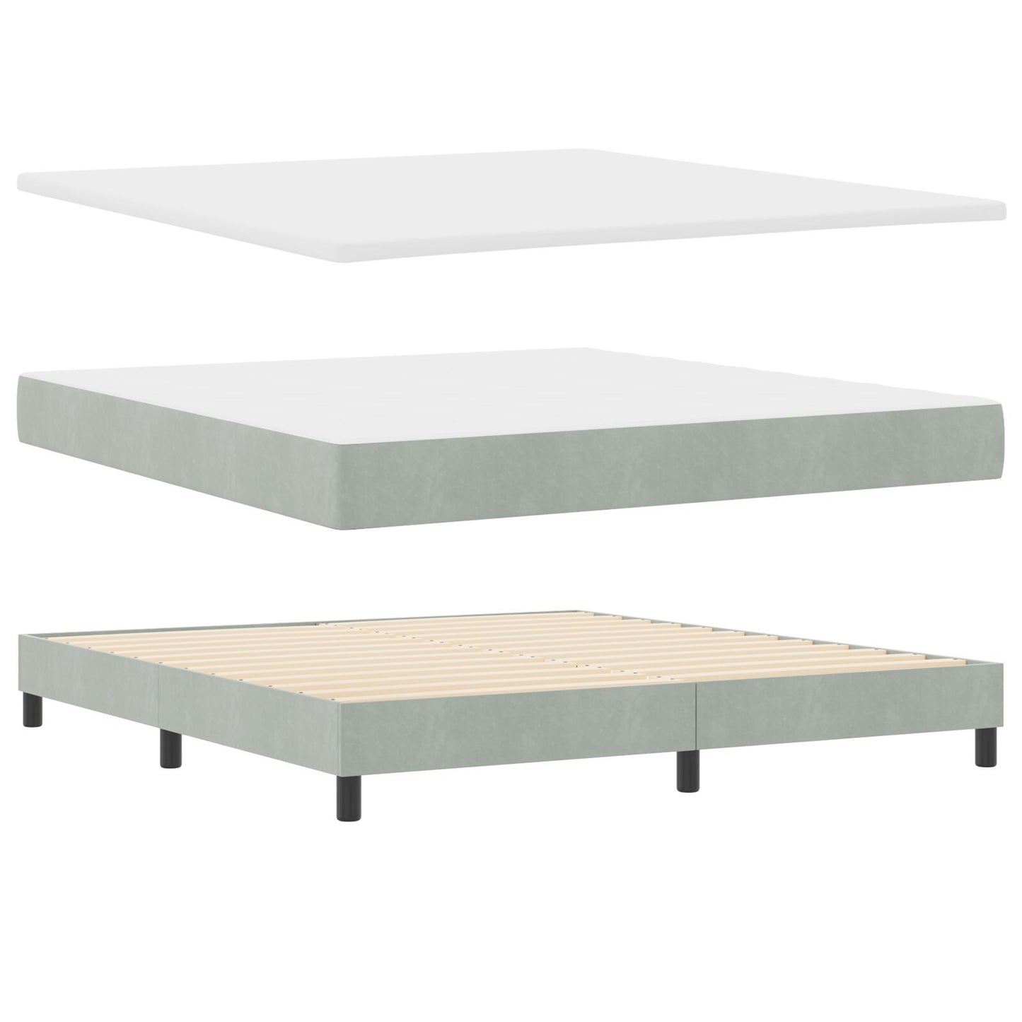 Boxspringbed Met Matras Lichtgrijs Super King Velvet Blauw
