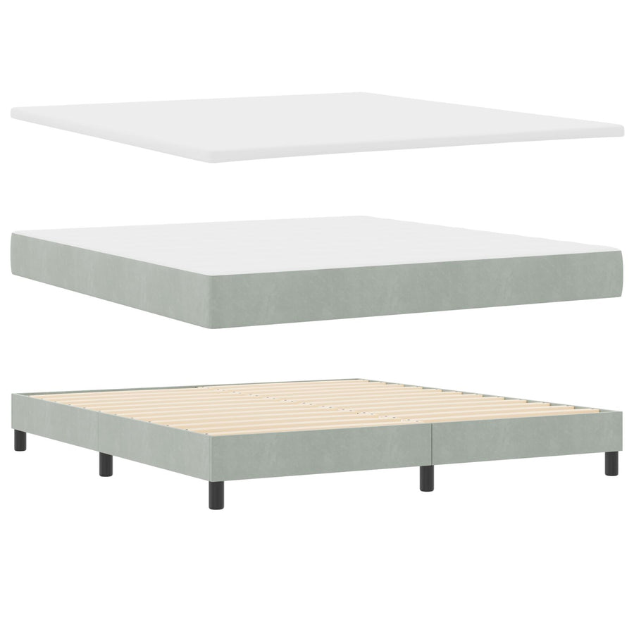Boxspringbed Met Matras Lichtgrijs Super King Velvet Blauw