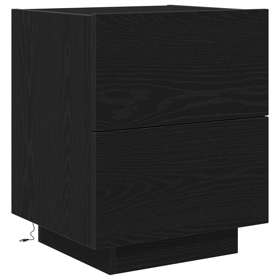 Nachtkastjes Met Led-Verlichting 2 Stuks Zwart Eiken 45X40X55 Cm