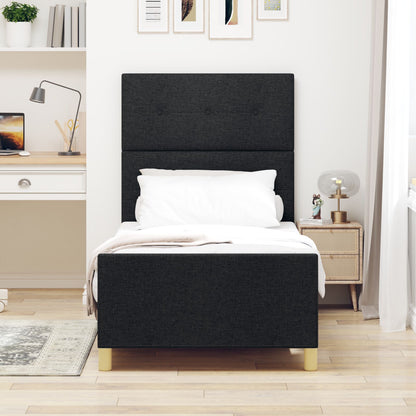 Zwarte Stoffen Bed Frame 90X200 Cm Crème