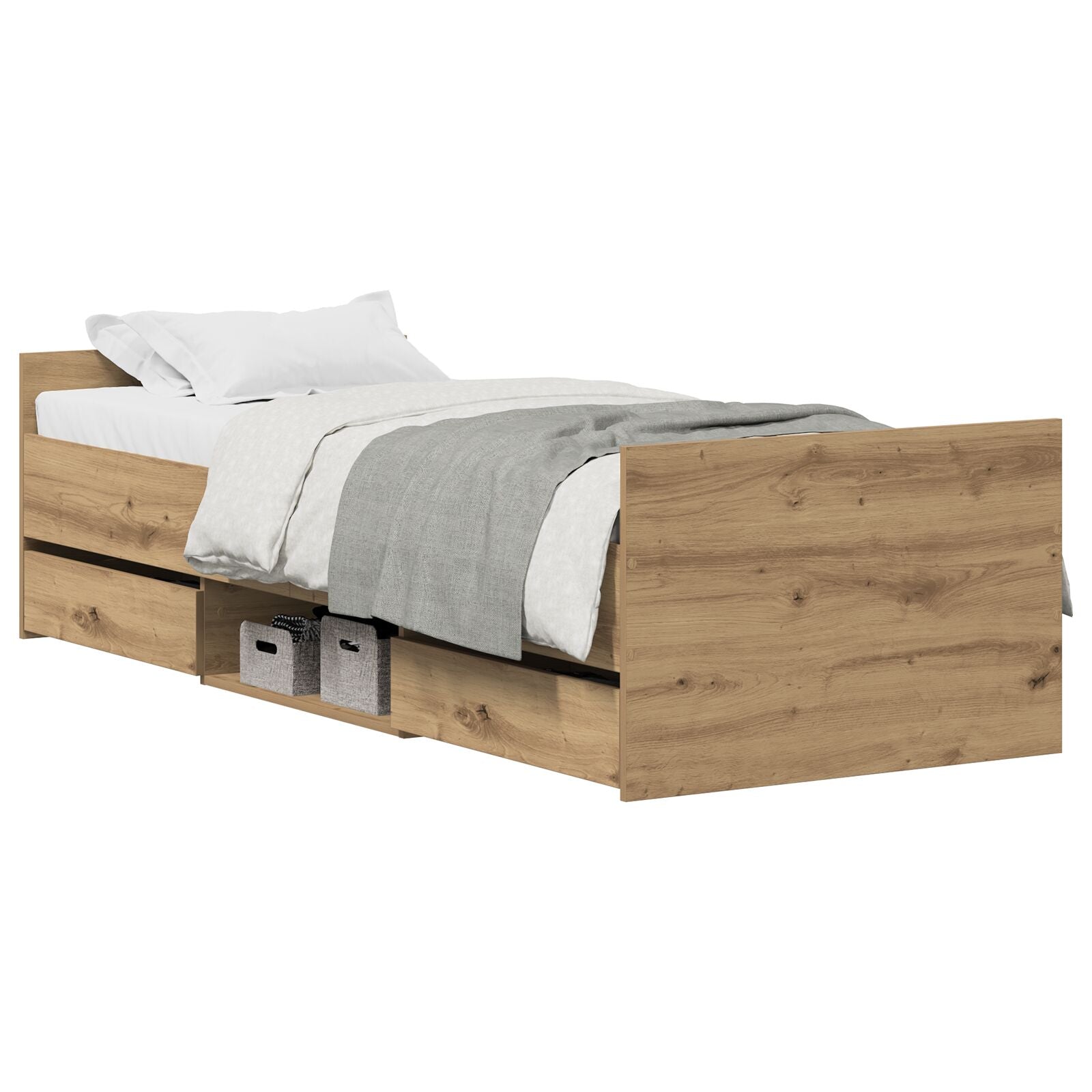 Bedframe Zonder Matras Artisan Eiken 75X190 Cm Bewerkt Hout