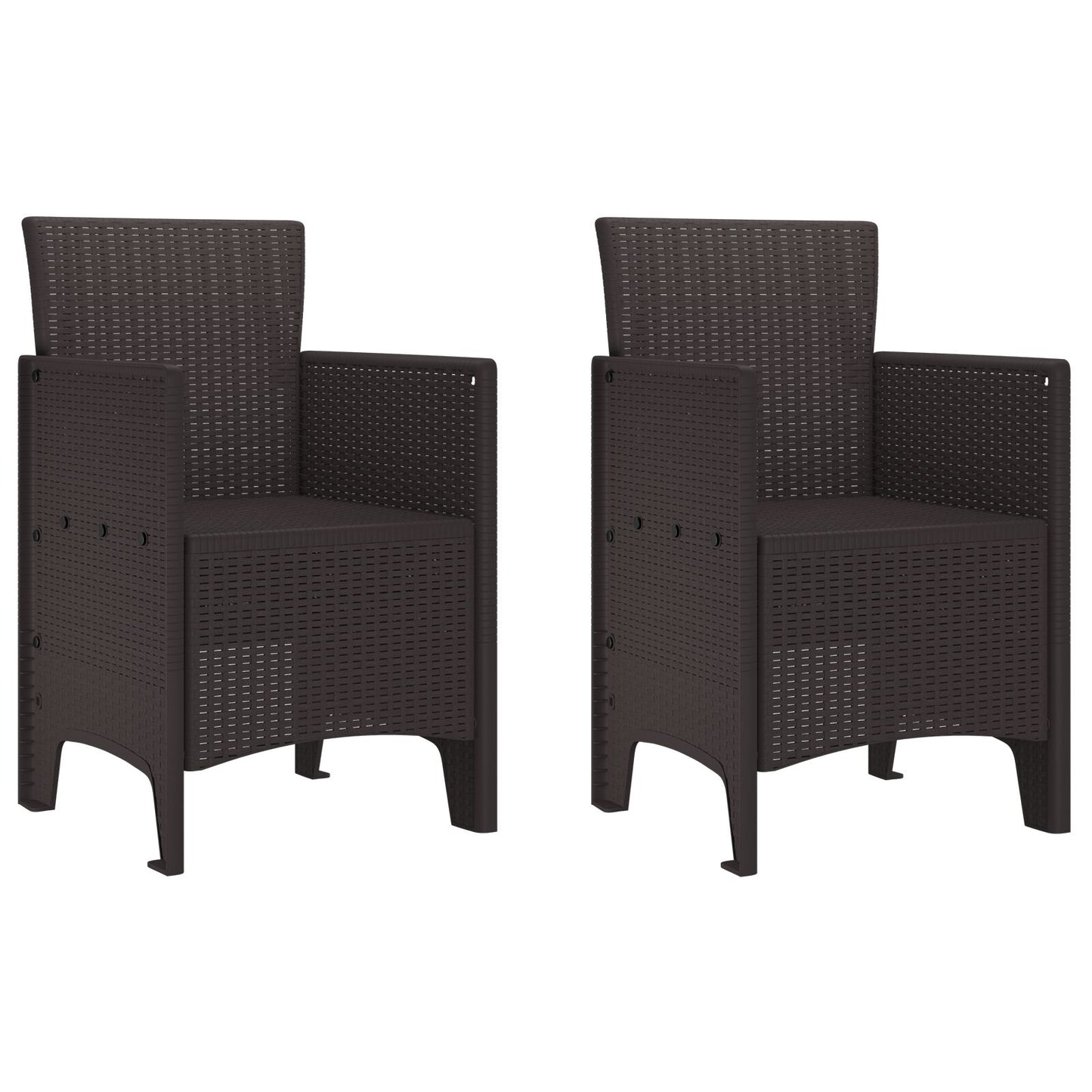 Tuinstoelen 2 Stuks Poly Rattan zonder kussen Bruin
