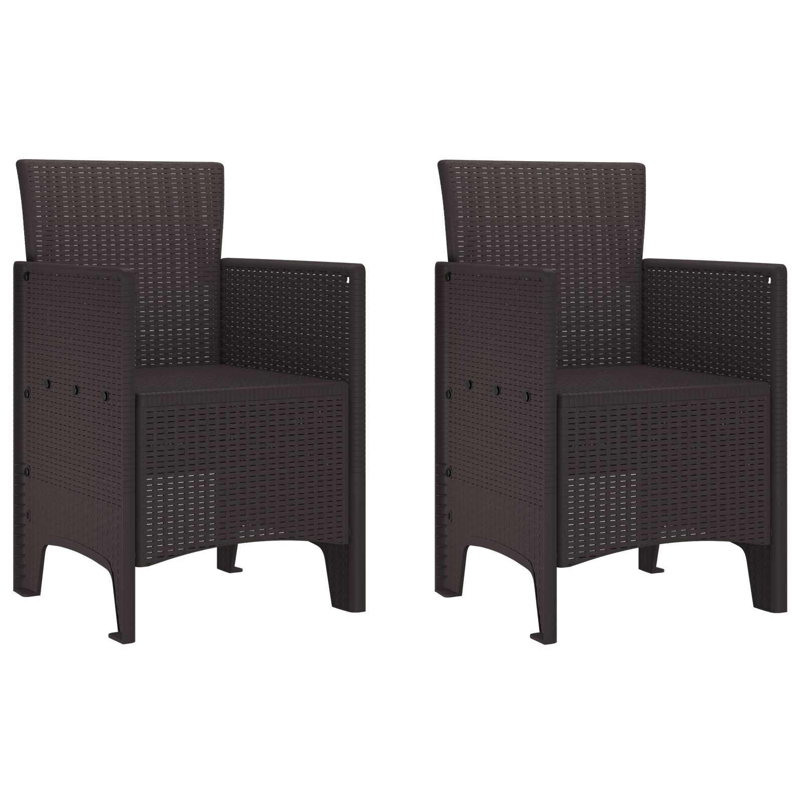 Tuinstoelen 2 Stuks Poly Rattan zonder kussen Bruin