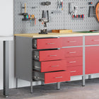 Werkkast 100x55x85 cm rood grijs staal