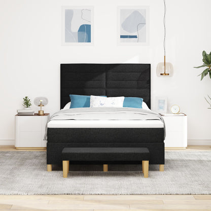 Boxspring Bed Met Matras En Bank Stof Zwart 140 x 200 cm Lijnen ontwerp
