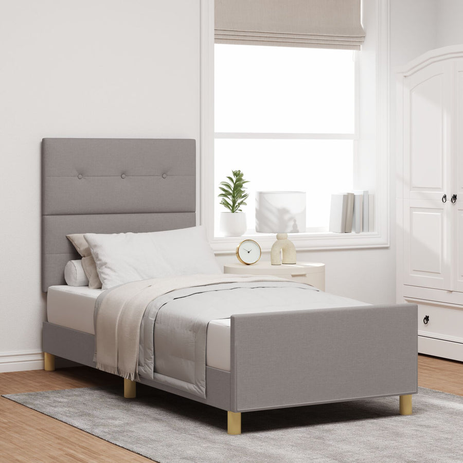 Bed Frame In Taupe, 90X190 Cm, Stof Crème