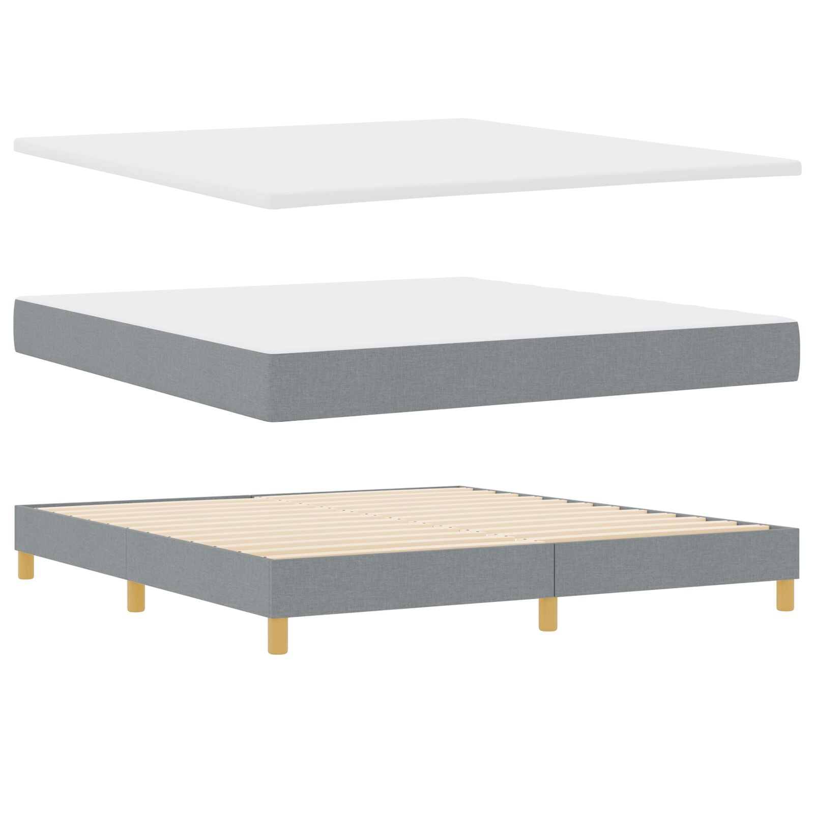 Boxspring Bed Met Matras Stof Lichtgrijs 180 x 200 cm Met knoop gestikt