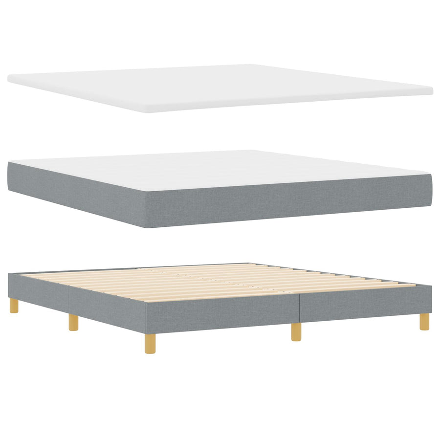 Boxspring Bed Met Matras Stof Lichtgrijs 180 x 200 cm Met knoop gestikt