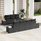 8-Piece Garden Bench Set with Storage Black Poly Rattan