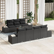 Tuinbankenset poly rattan 8-delig zwart