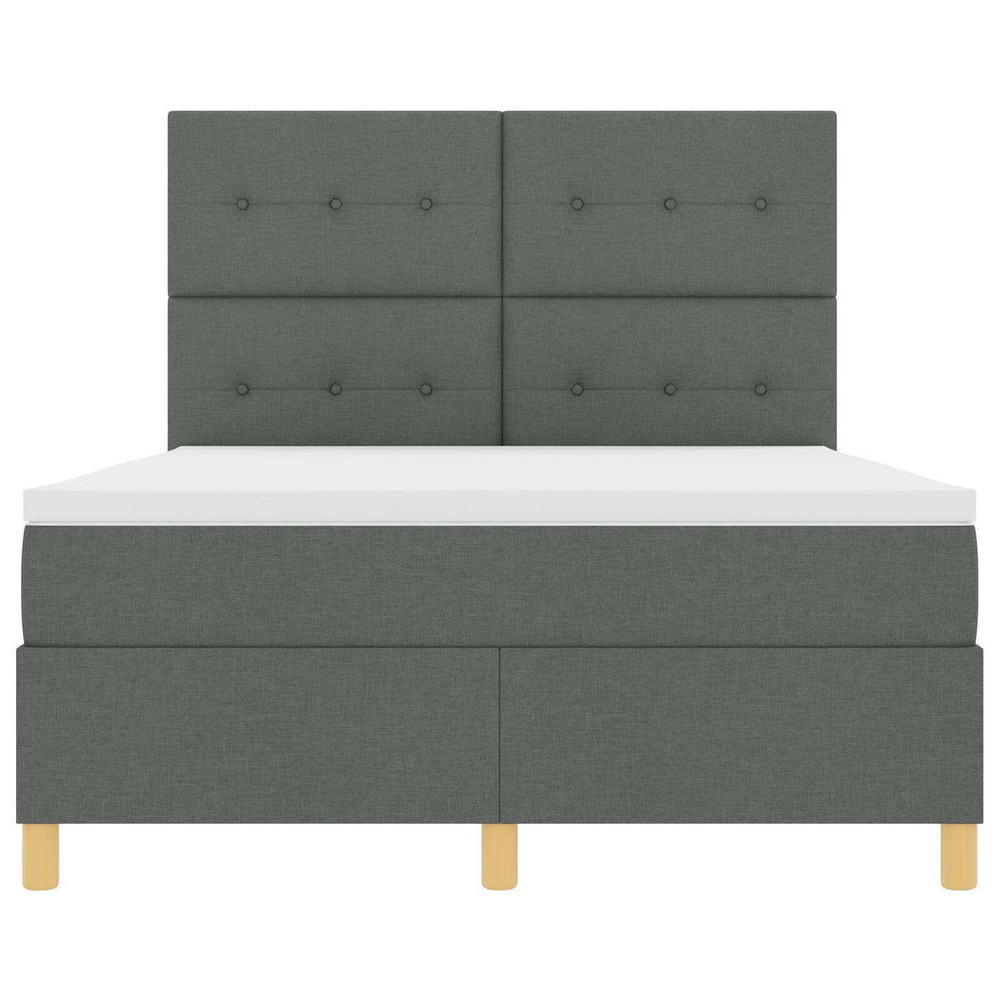 Boxspring Bed Met Matras Donkergrijs 140X200 Cm Stof Blauw