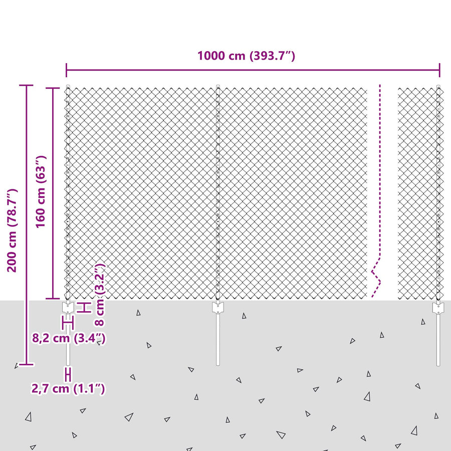 Kettinglink Hek Met 20 U-Palen Zilver 1,6X10 M Staal