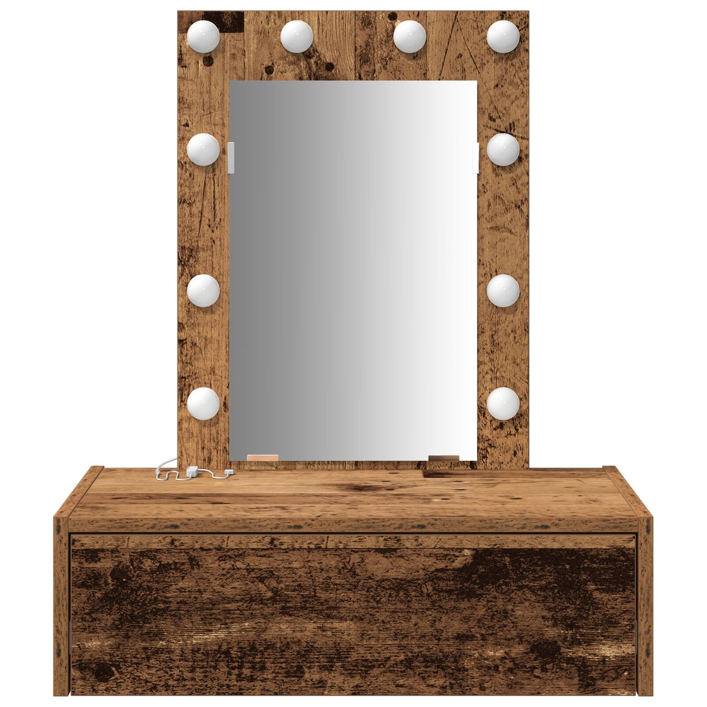 Wandkaptafel Verlichting - 60 x 40 x 70 cm Oude Hout met LED