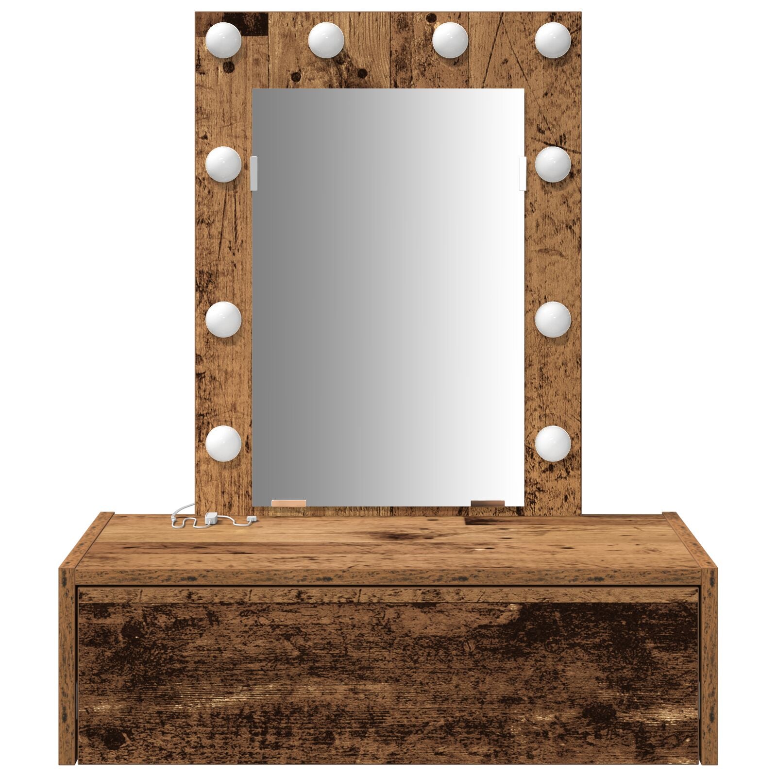 Wandkaptafel Verlichting - 60 x 40 x 70 cm Oude Hout met LED
