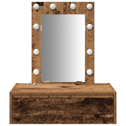 Wandkaptafel Verlichting - 60 x 40 x 70 cm Oude Hout met LED
