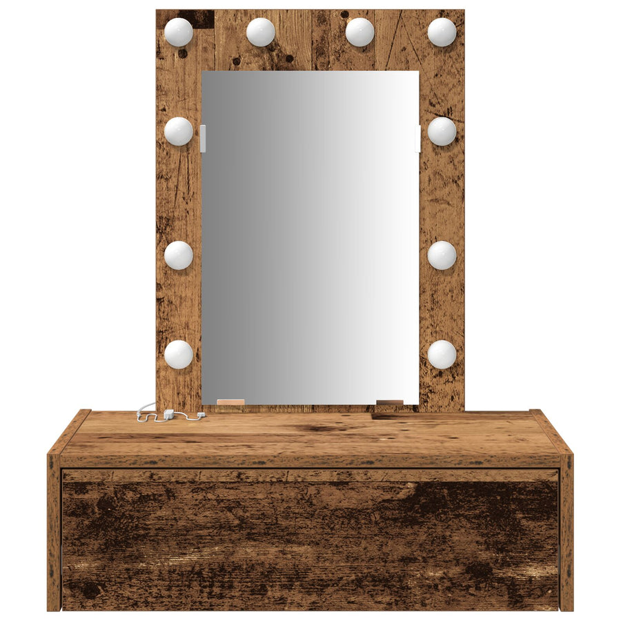 Wandkaptafel Verlichting - 60 x 40 x 70 cm Oude Hout met LED