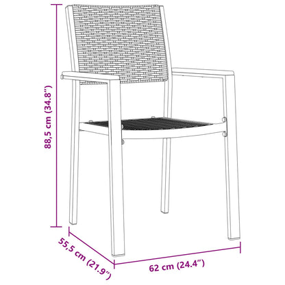 5-Delige Tuin Eetset Zwart Poly Rattan