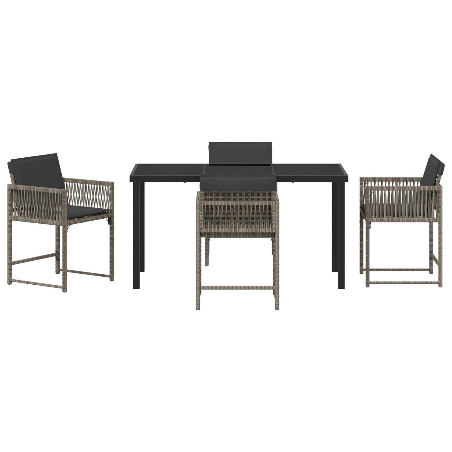 5-Delige Tuin Eettafelset Met Kussens Grijs Poly Rattan