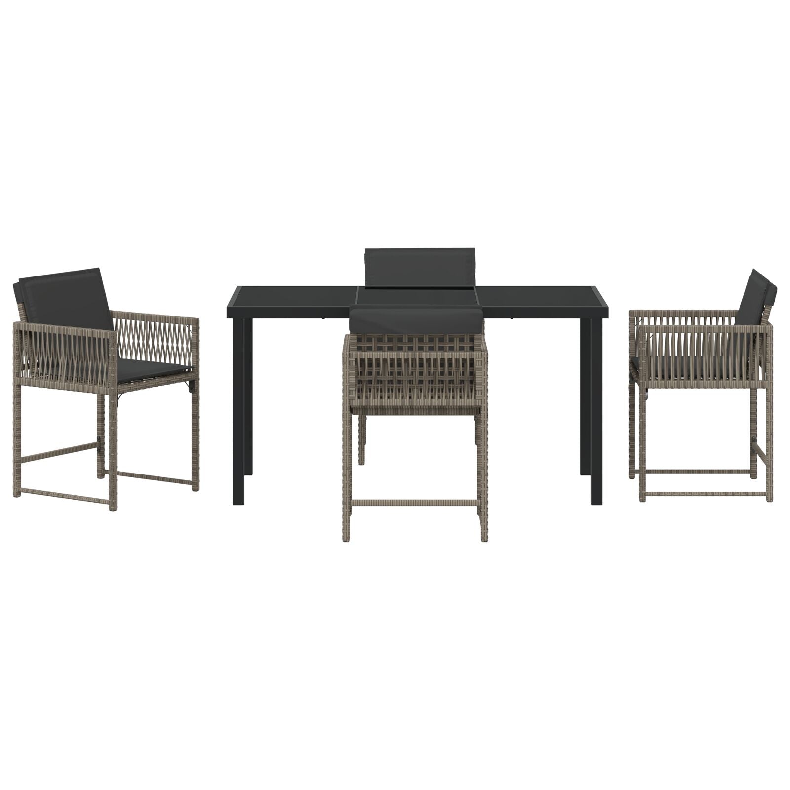 5-Delige Tuin Eettafelset Met Kussens Grijs Poly Rattan