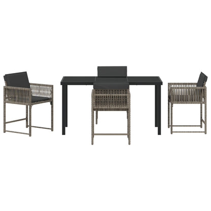 5-Delige Tuin Eettafelset Met Kussens Grijs Poly Rattan