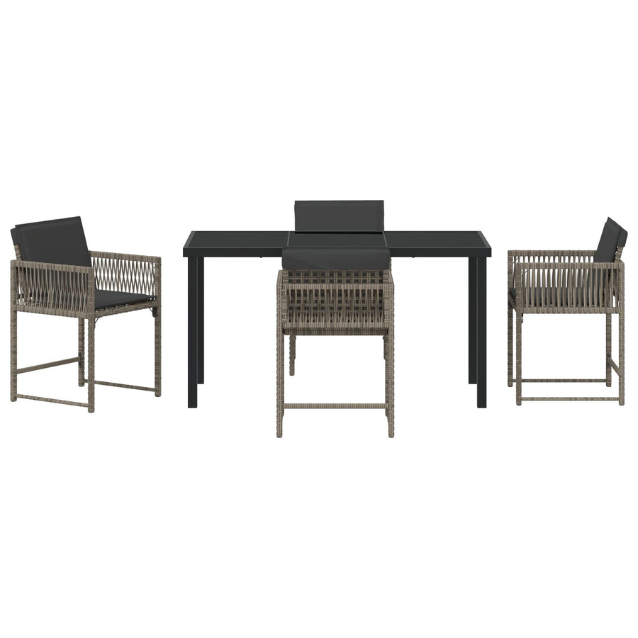 5-Delige Tuin Eettafelset Met Kussens Grijs Poly Rattan