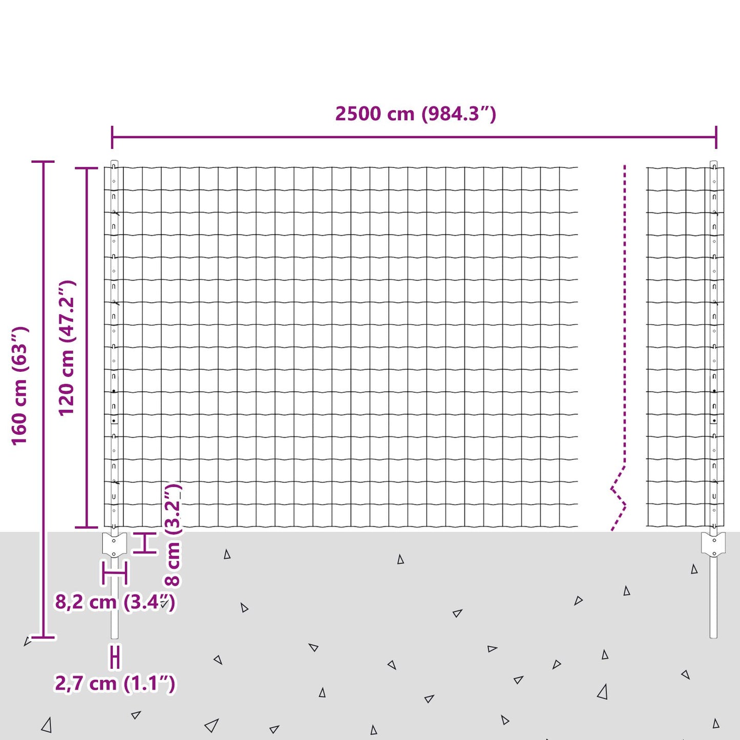 Tuinhekken Set Set Van 2 Grijs Poedergecoat Staal 25 X 1.2 M