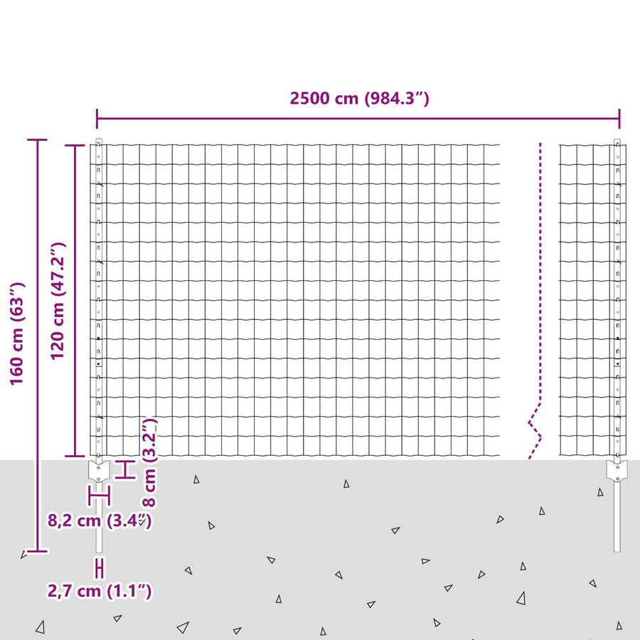 Tuinhekken Set Set Van 2 Grijs Poedergecoat Staal 25 X 1.2 M