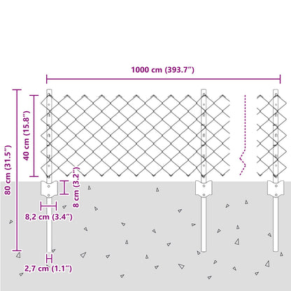 Kettingschutting Met 10 U-Posts Grijs 0.4X10 M Staal