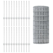 Hek 0.6x50 m zilver staal met 11 U-palen