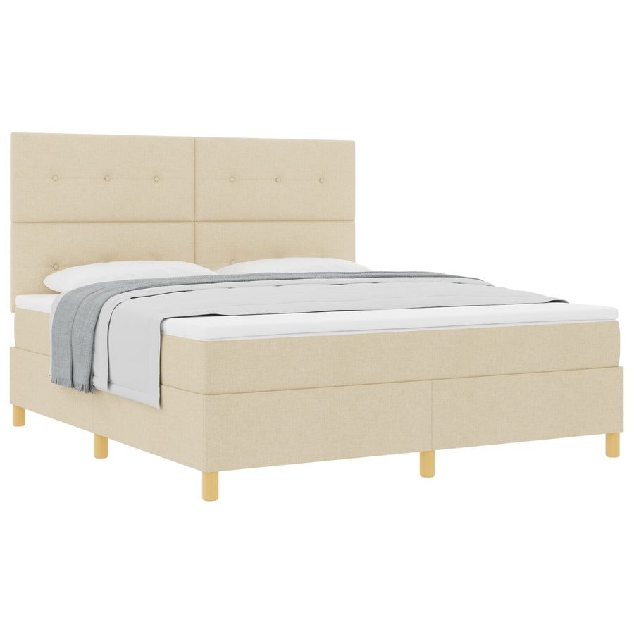Boxspring Bed Met Matras Crème Super King Stof Blauw