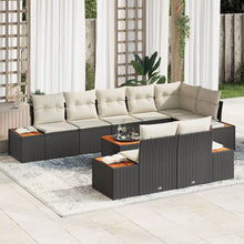 9-Delige Tuinbankset Met Kussens Zwart Poly Rattan Acacia